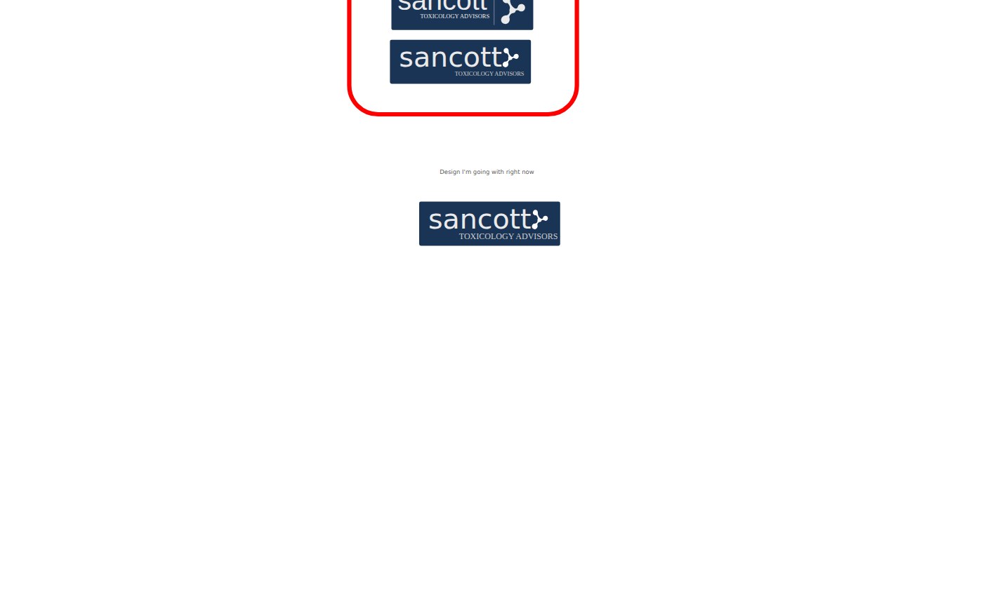 The final approved Sancott logo lockup, navy background with white wordmark and molecule icon
